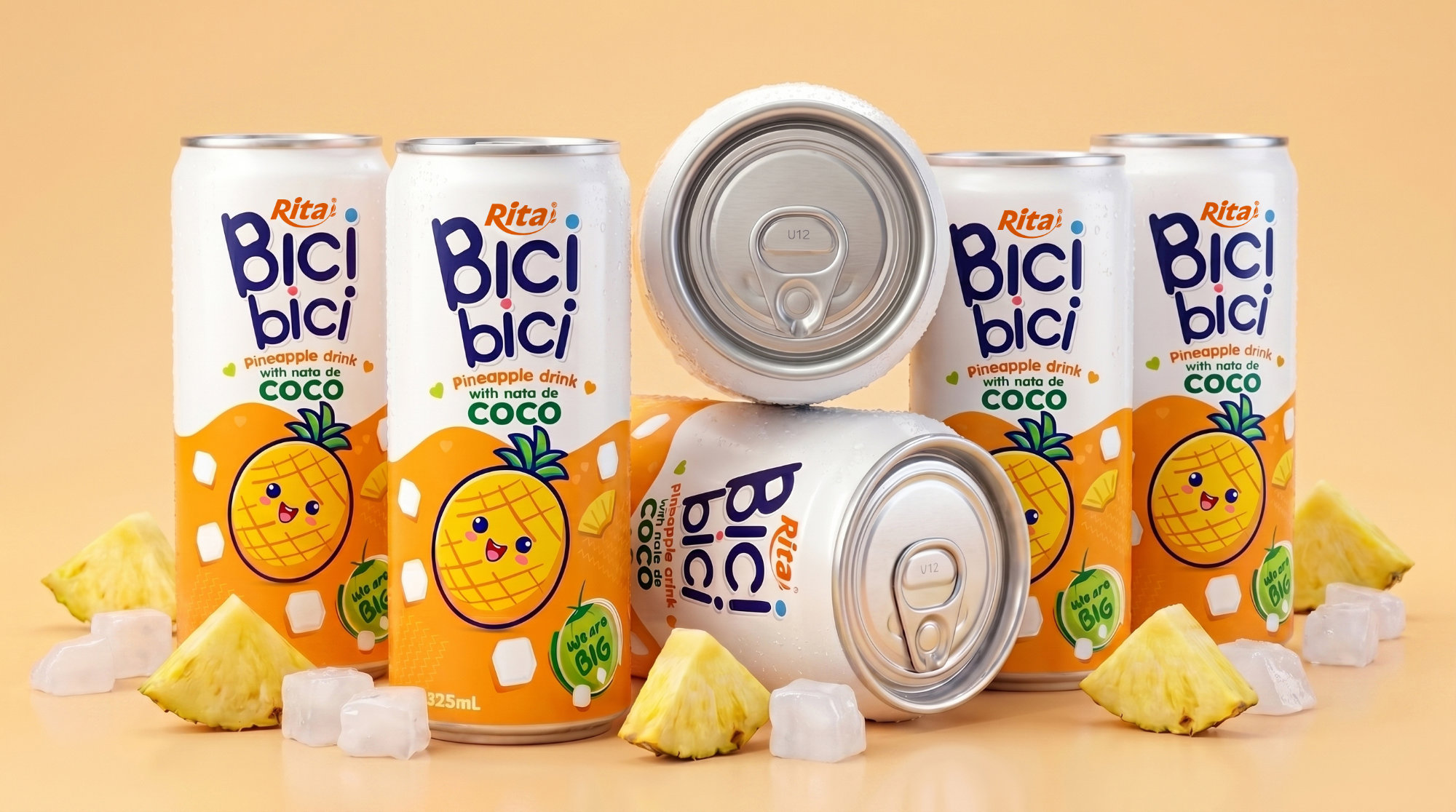 Bici Bici 325ml Pineapple drink with nata de Coco ( wide opening can) Poster 2