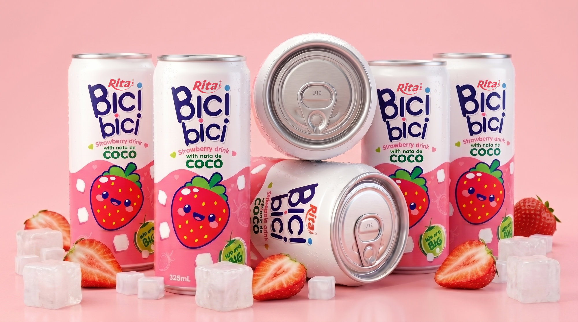 Bici Bici 325ml Strawberry drink with nata de Coco ( wide opening can) Poster 2