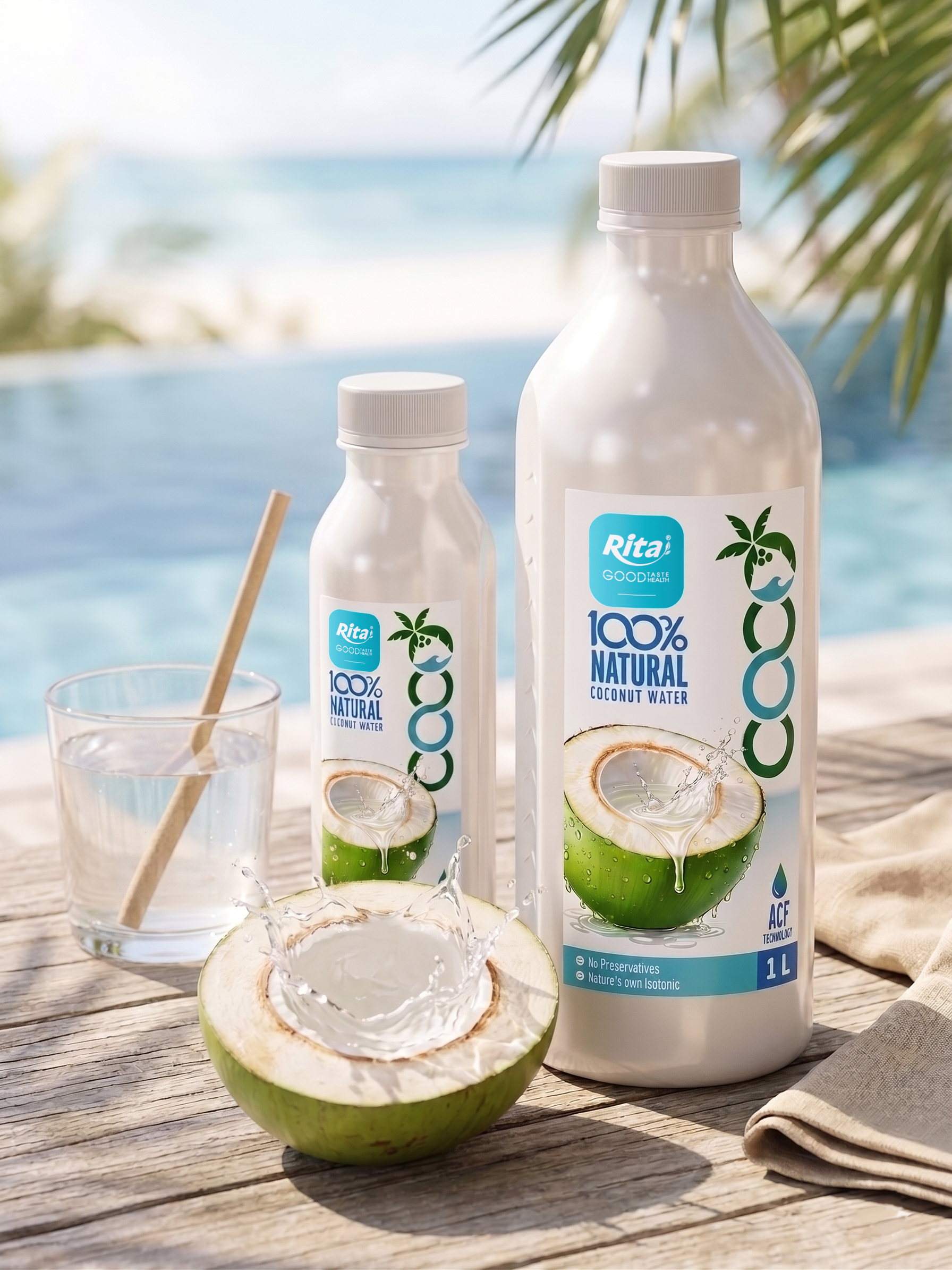 100% COCO natural coconut water 1L PET bottle  ACF Poster 2