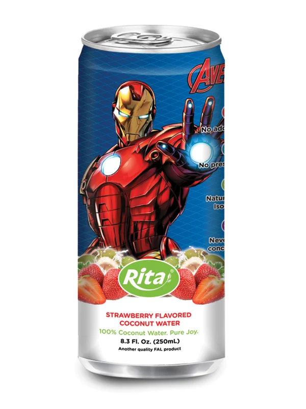 red coconut water 250ml Aluminum can Strawberry Flavored Coconut Water drink RITA