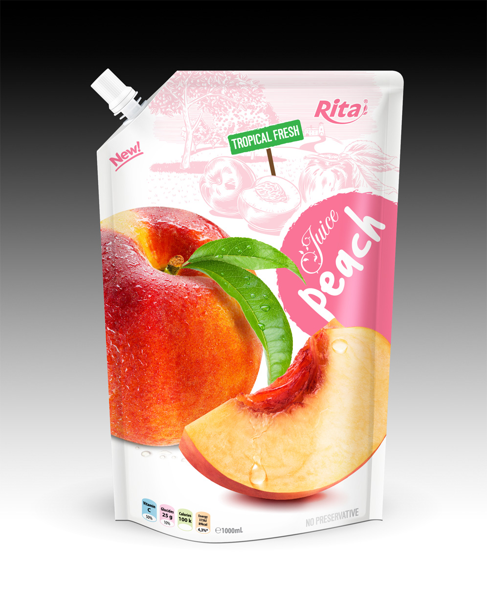 OEM peach juice drink 1000ml in bag - RITA Beverage