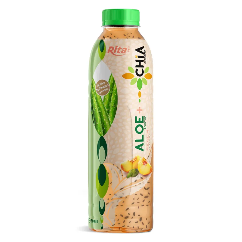 16.9 Fl Oz Rita Aloe Vera Drink with Chia Seed Peach Flavor PET Bottle -  RITA Beverage