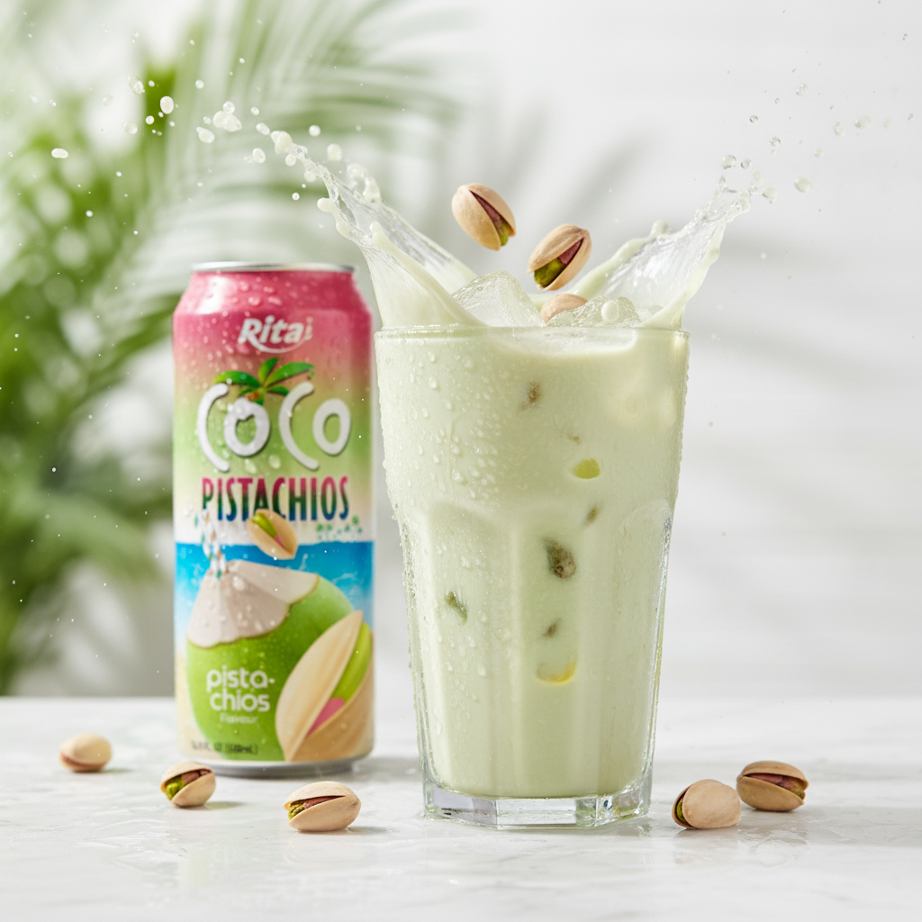 Coconut water pistachio blend served with ice
