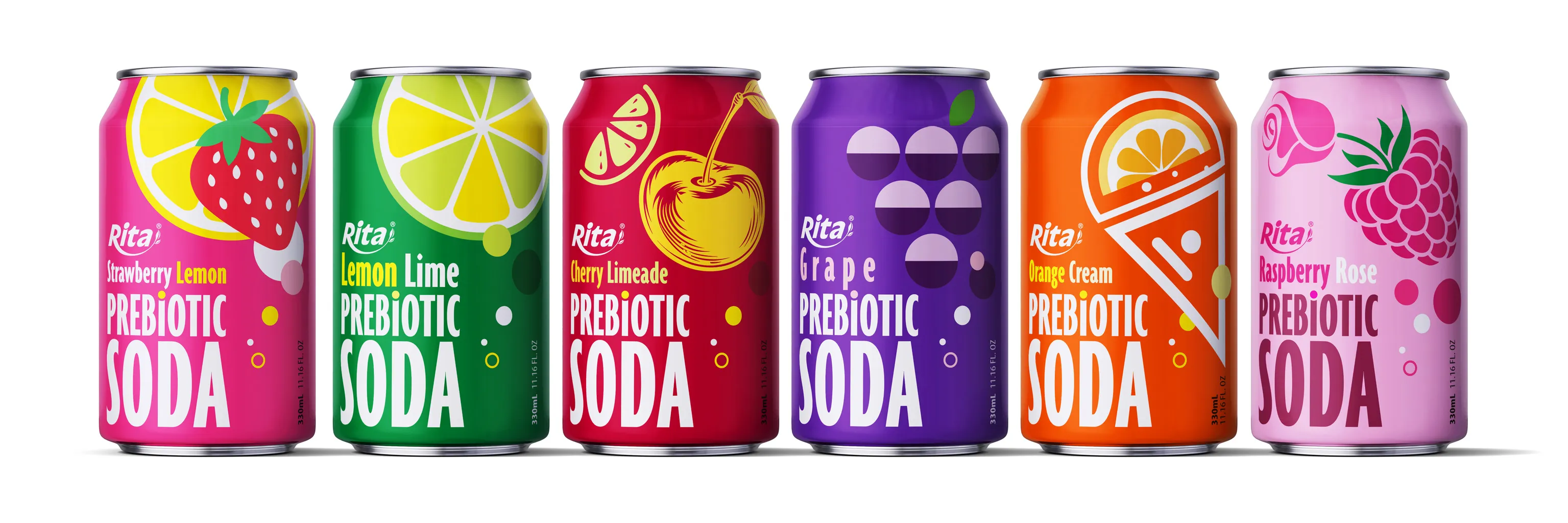 Lemon Lime Prebiotic Soda 330ml short can - Poster/Banner