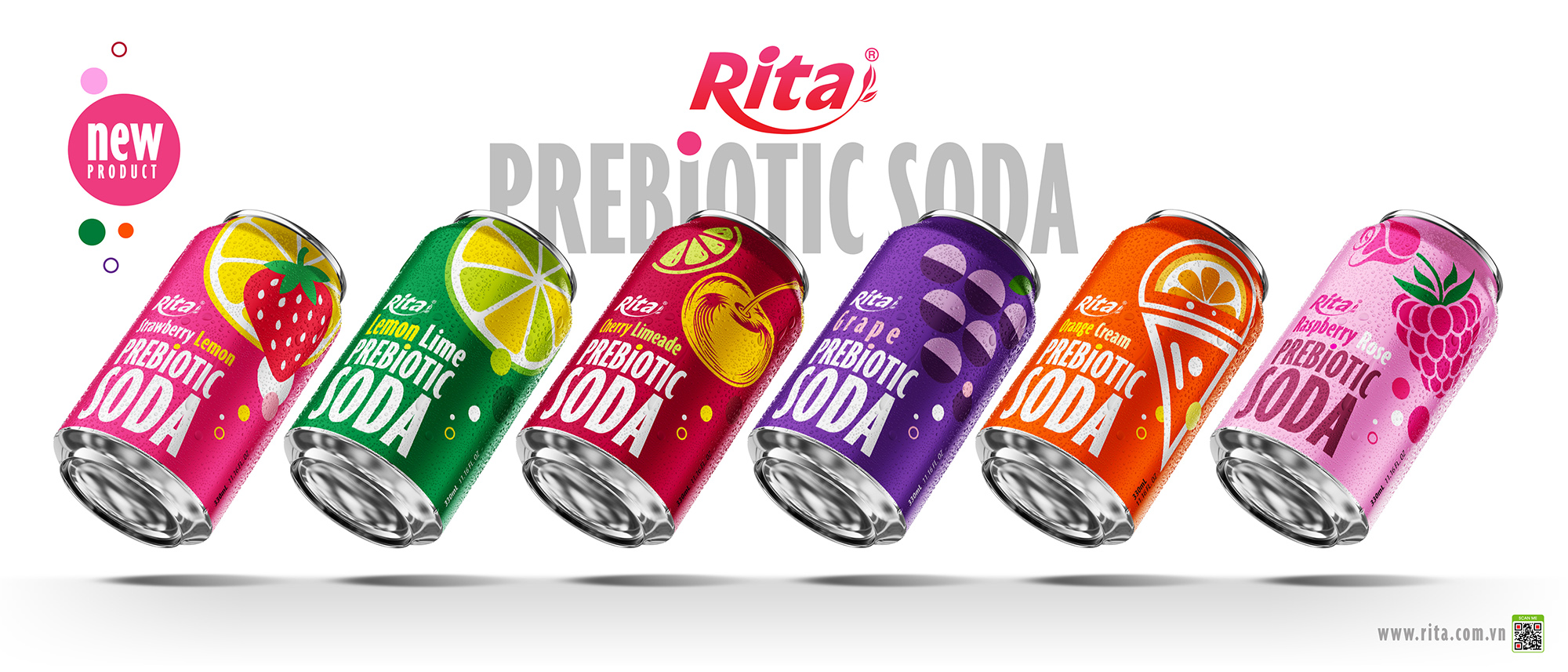 Raspberry Rose Prebiotic Soda 330ml short can_6 - Poster/Banner