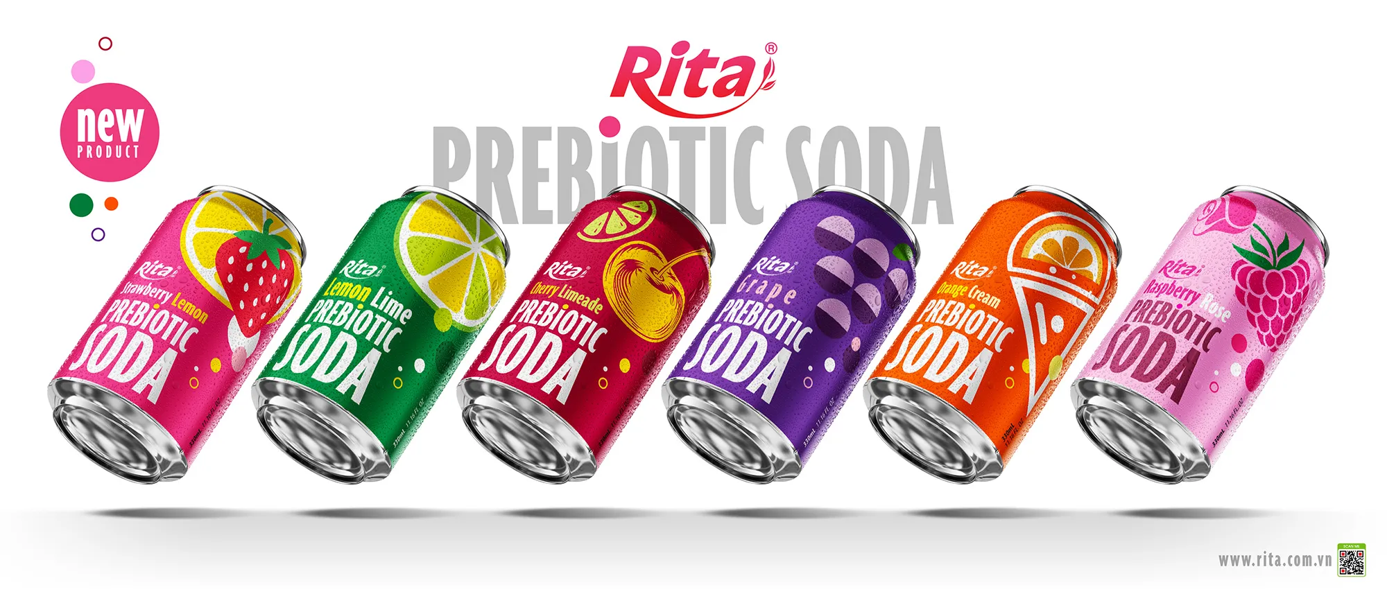 Grape Flavor Prebiotic Soda 330ml short can - Poster/Banner