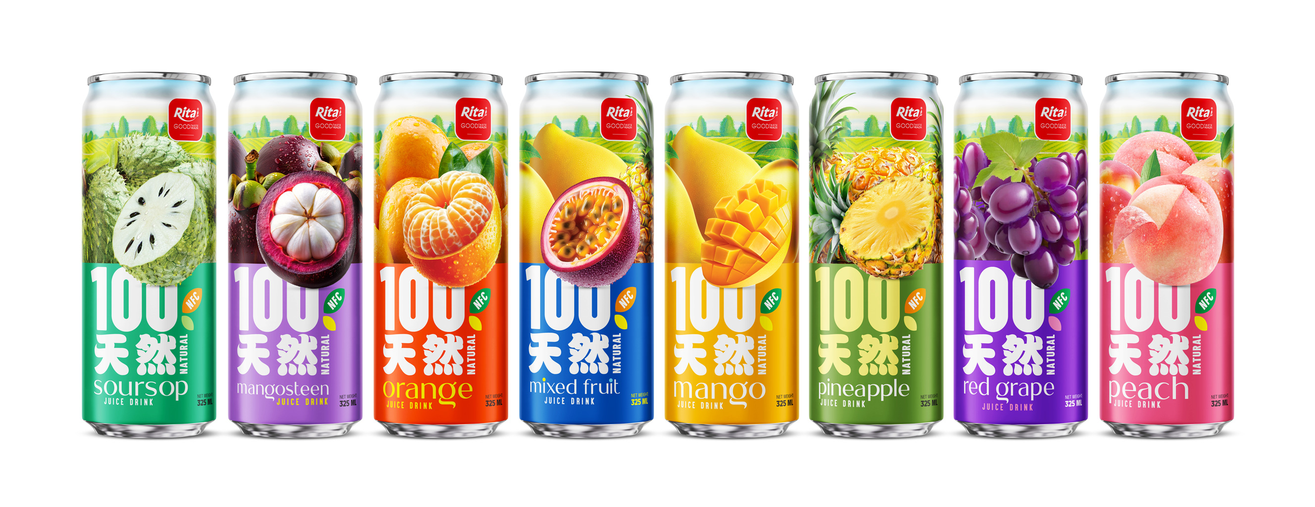 100 Natural Mixed Fruit Juice Drink 325ml sleek can - Poster/Banner