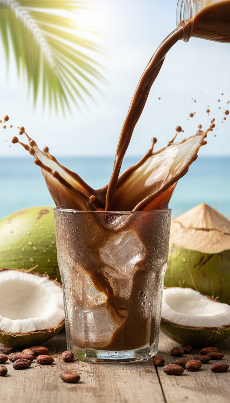 Refreshing chocolate coconut water beverage