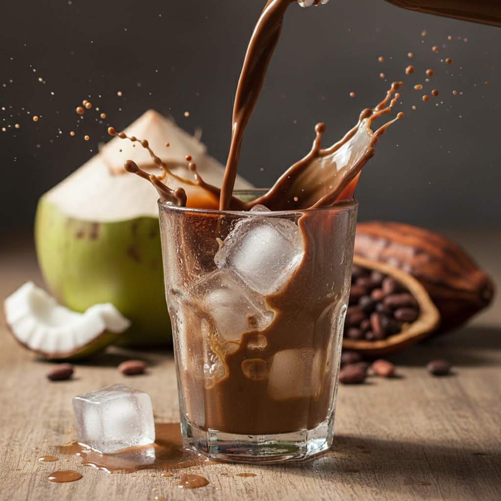 Refreshing chocolate coconut water beverage
