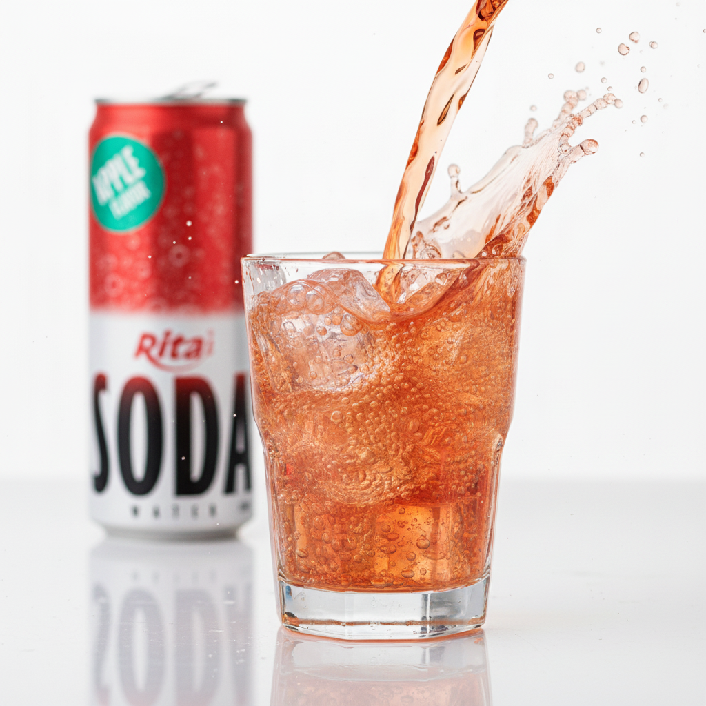 Sparkling soda beverage served chilled in a glass
