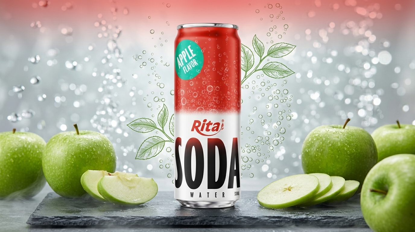 Sparkling Apple Soda Water 320ml Can - Premium Carbonated Beverage
