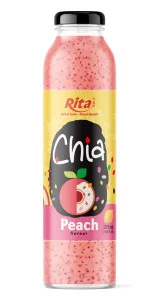 10.6 fl oz glass bottle chia seeds peach juice and water