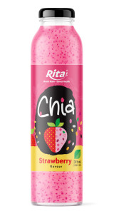 10.6 fl oz glass bottle mix chia seeds with strawberry juice