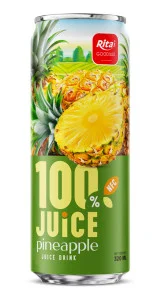100 JUICE pineapple juice drink 320ml sleek can