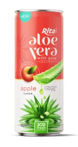100 fresh aloe vera juice with apple flavor drink 250ml cans