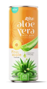 100 fresh aloe vera juice with pineapple flavor drink 250ml cans