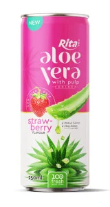 100 fresh aloe vera juice with strawberry flavor drink 250ml cans