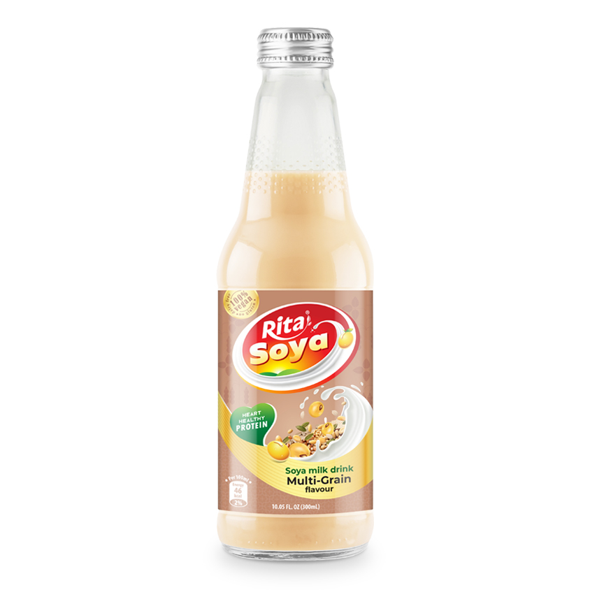 100 vegan  Rita Soya milk drink multi-grain 10.05 fl oz glass bottle