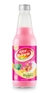 100 vegan  Rita Soya milk drink strawberry 10.05 fl oz glass bottle