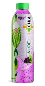 16.9 Fl Oz Rita Aloe Vera Drink with Chia Seed Grape Flavor PET Bottle