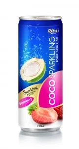 250ml Alu Can Strawberry Flavour Sparkling Coconut Water