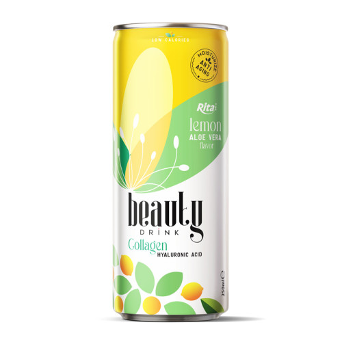 250ml canned Collagen and hyaluronic acid drink with lemon aloe vera flavor