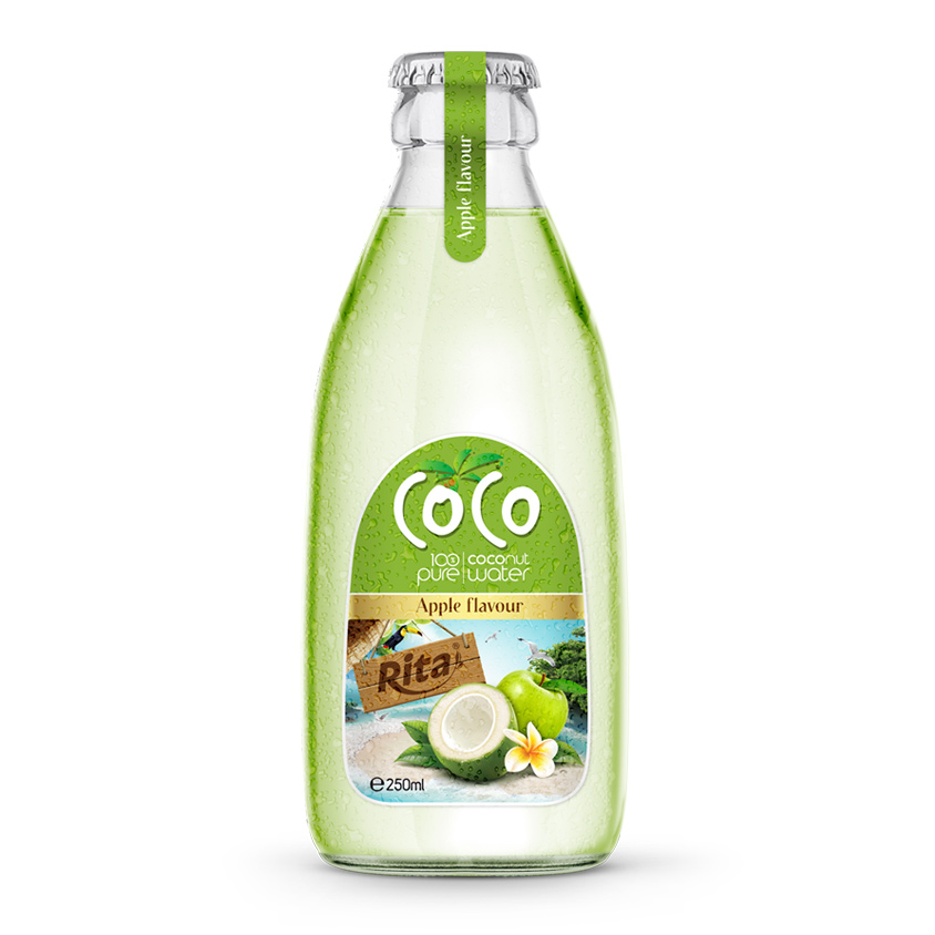 250ml glass bottle 100 pure apple Coconut  water own brand