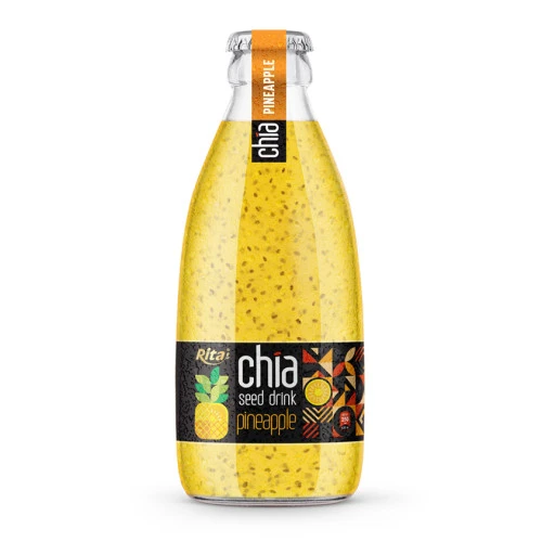 250ml glass bottle Chia seed drink with pineapple flavor RITA brand