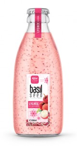 250ml glass bottle Lychee  Basil seed drink