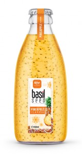 250ml glass bottle Pineapple Basil seed drink