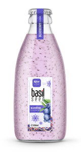 250ml glass bottle blueberry Basil seed drink