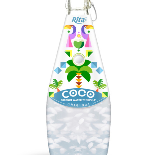290ml Glass Bottle Original Sparkling Coconut Water with Pulp