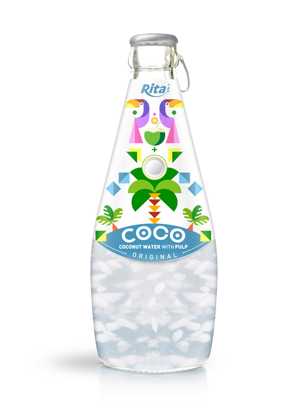290ml Glass Bottle Original Sparkling Coconut Water with Pulp