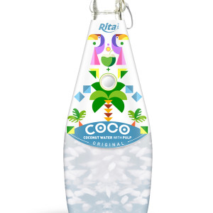 290ml Glass Bottle Original Sparkling Coconut Water with Pulp