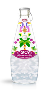 290ml Glass Bottle Passion Flavour Sparkling Coconut Water with Pulp