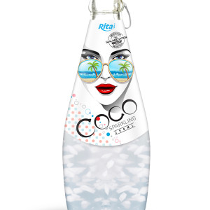 290ml Glass Bottle Sparkling Coconut Water with Pulp 1