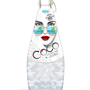 290ml Glass Bottle Sparkling Coconut Water with Pulp 1