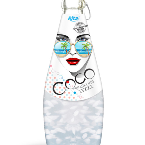 290ml Glass Bottle Sparkling Coconut Water with Pulp 1