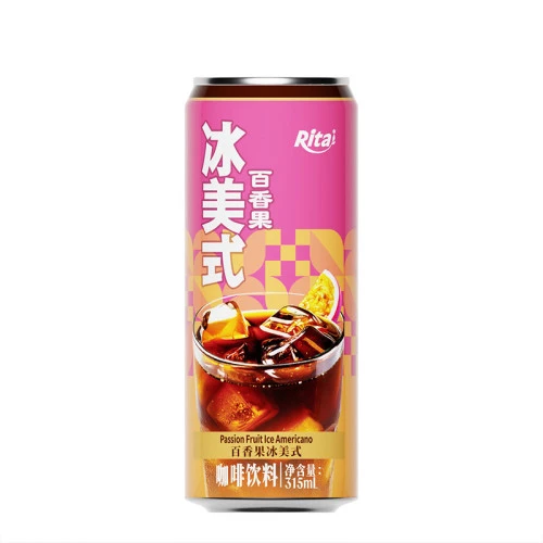 315ml sleek can Iced Americano coffee drink with passion fruit