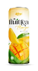 320ml Sleek alu can Mango bubble tea drink healthy with green tea