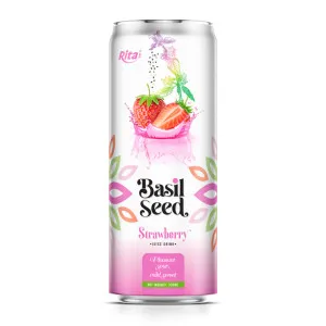 330ml cans Basil seed drink with Strawberry juice