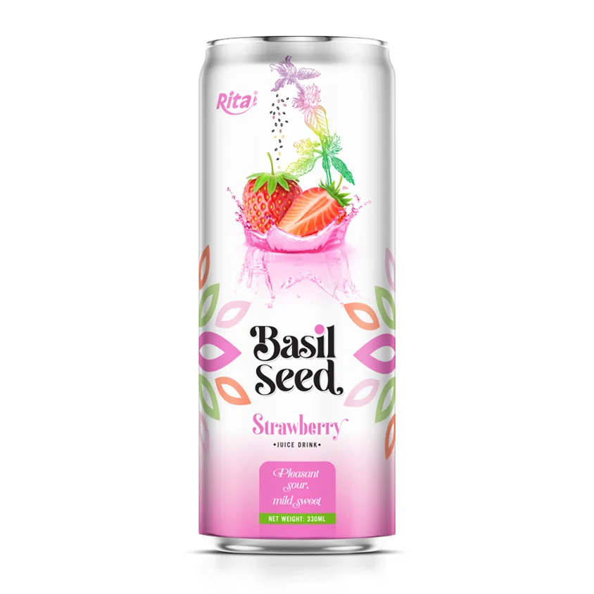 330ml cans Basil seed drink with Strawberry juice