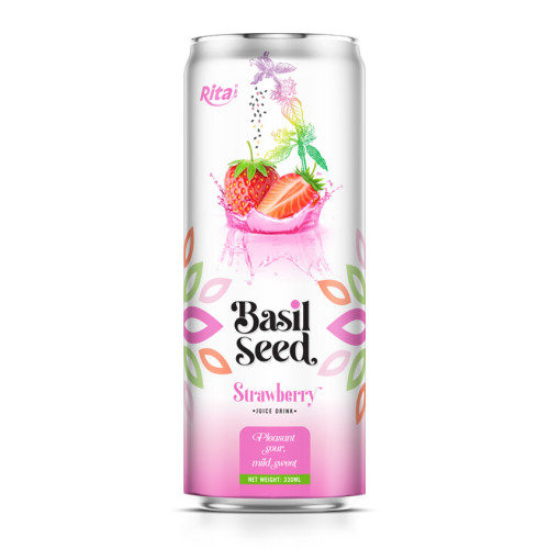 330ml cans Basil seed drink with Strawberry juice
