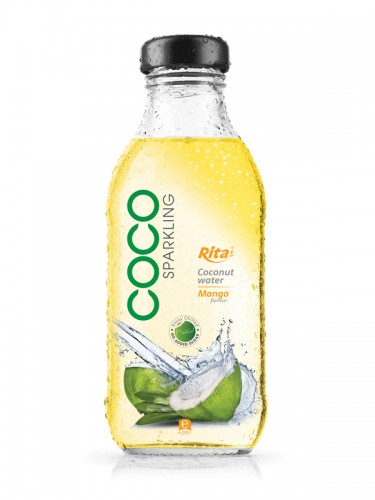 350ml Glass bottle Mango Flavor Sparking Coconut water 