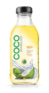 350ml Glass bottle Mango Flavor Sparking Coconut water 