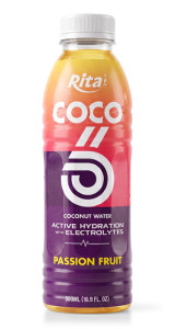 500ml Coconut Water with Electrolytes and Passion Fruit Flavor PET Bottle