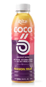 500ml Coconut Water with Electrolytes and Passion Fruit Flavor PET Bottle 500ml Coconut Water with Electrolytes and Passion Fruit Flavor PET Bottle