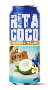 500ml canned RITACOCO coconut water with blueberry flavour