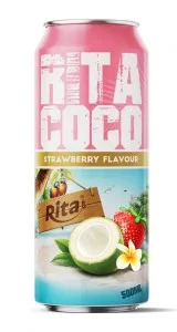 500ml canned RITACOCO coconut water with strawberry flavour