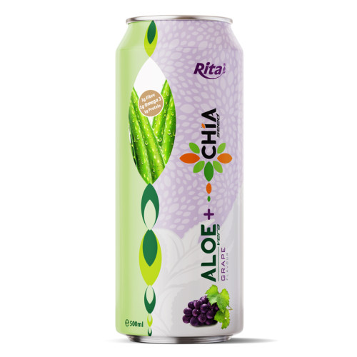 Aloe vera juice with grape and CHIA seed drink 500ml cans
